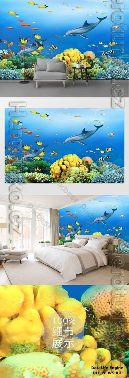 Underwater world shark wall decoration