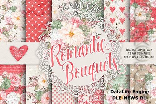 Watercolor Romantic Bouquets digital papers