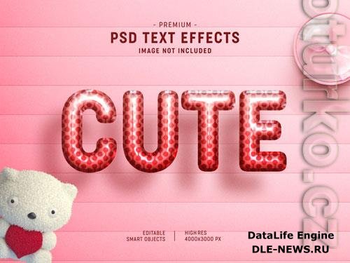 Cute valentine balloon text effect template psd
