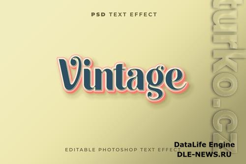 Vintage text effect template dark blue color premium psd