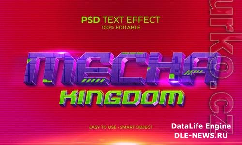 Purple mecha kingdom text effect premium psd
