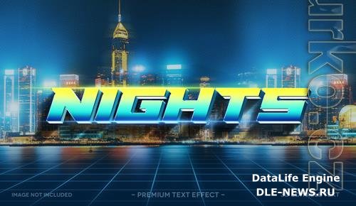 Nights 3d text effect mockup template premium psd