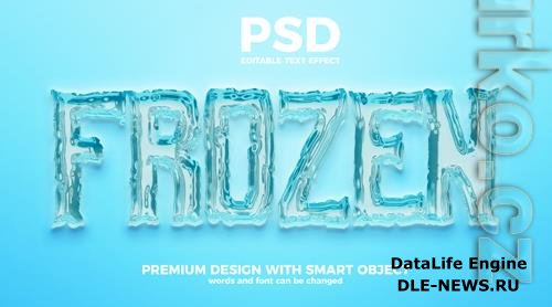 Frozen ice 3d editable text effect premium psd