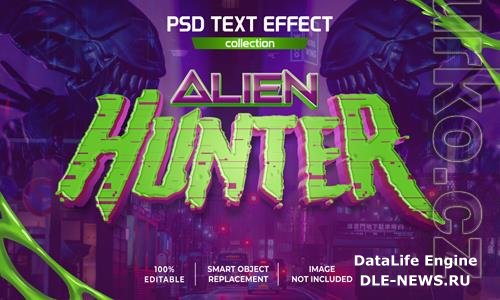 Alien hunter game text effect psd