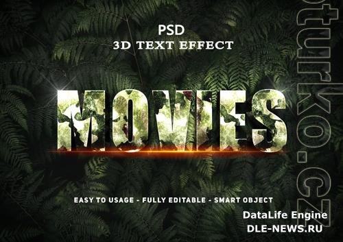 3d movies text effect psd