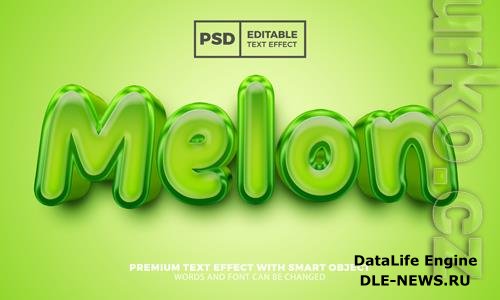 Fresh melon 3d editable text effect style premium psd