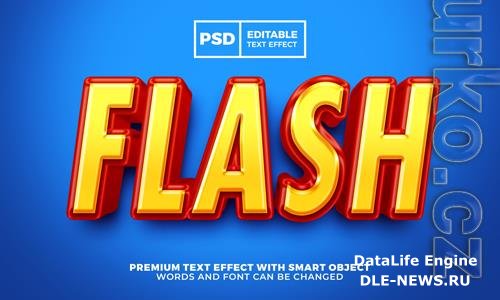Flash hero comic cartoon 3d editable text effect premium psd