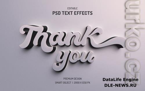 Editable 3d thank you text effect psd