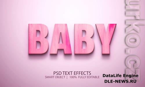 Cute baby pink psd editable text effect psd