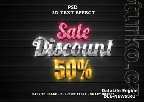 3d sale discount text style effect psd