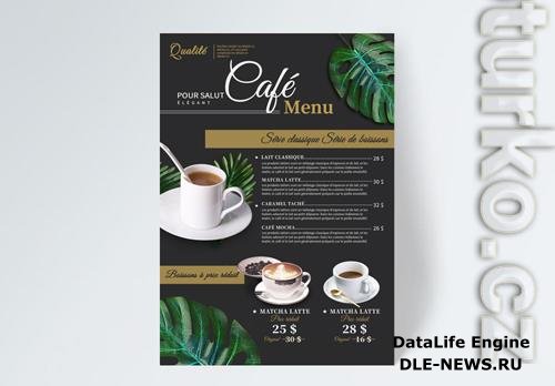 Modern Nordic Style Coffee Menu Design On Black Background Template