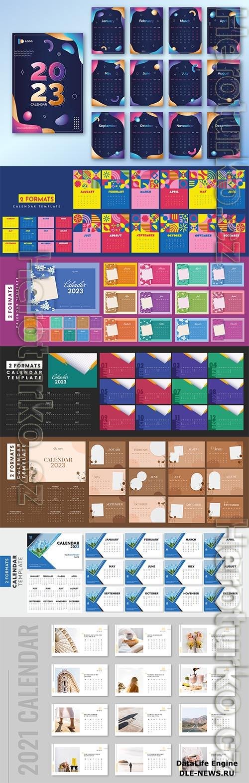 2 formats complete set of 12 month 2023 calendar template layout for publishing