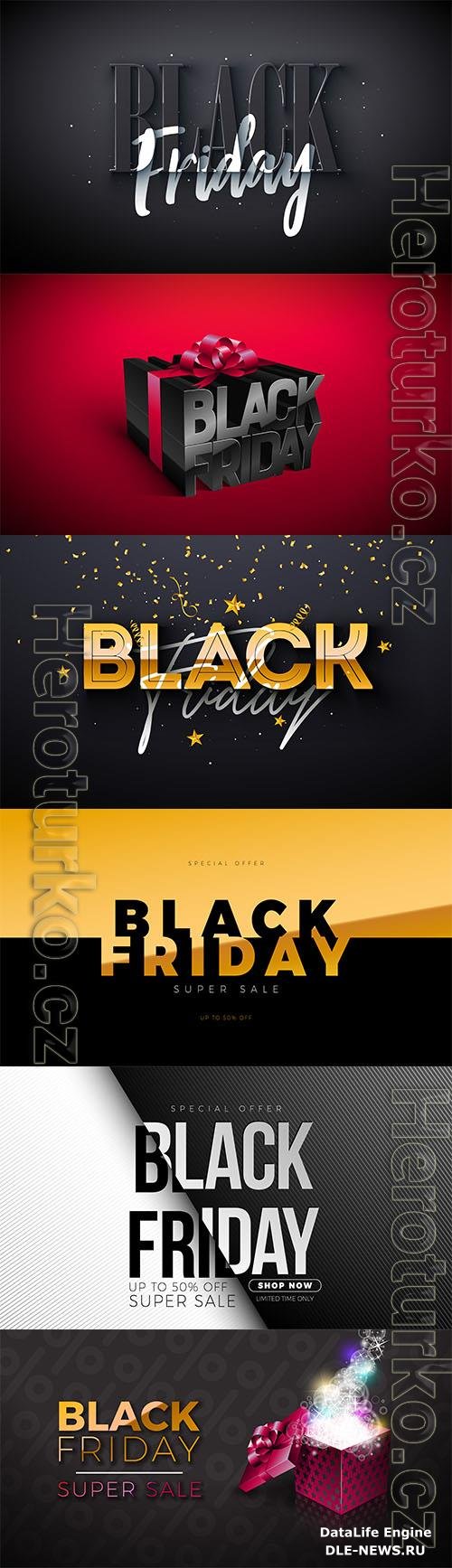 Vector black friday sale design with glowing light lettering