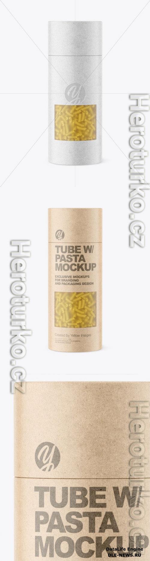 Kraft Paper Tube w Fusilli Pasta Mockup 86436