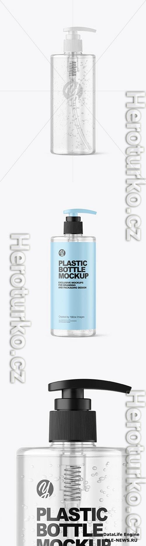 Clear Cosmetic Bottle with Pump Mockup 86455