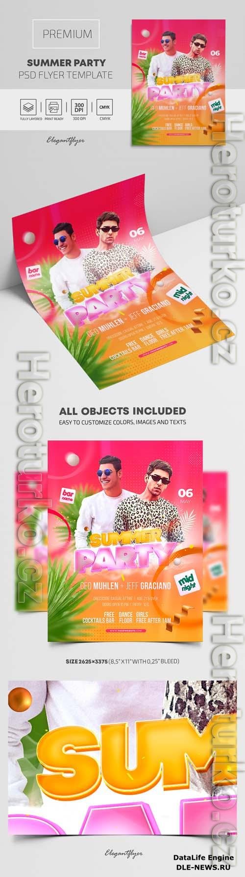 Summer Party Premium PSD Flyer Template