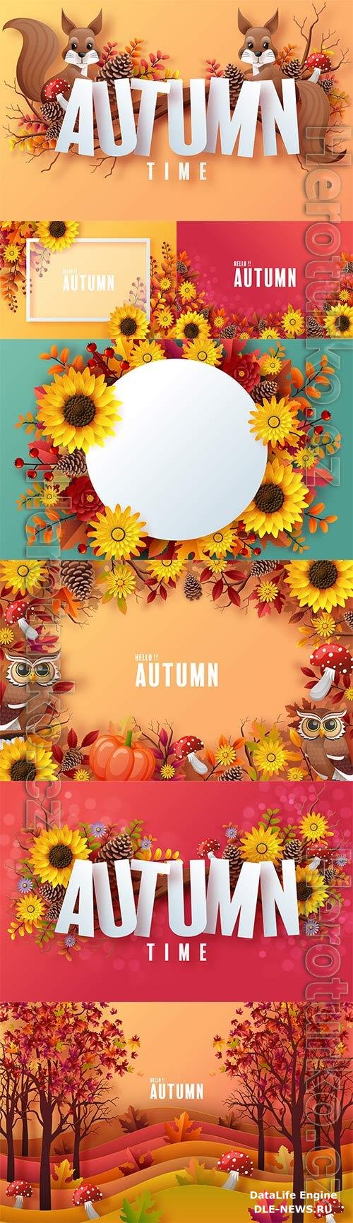 Autumn vector background with colorful autumn leaves