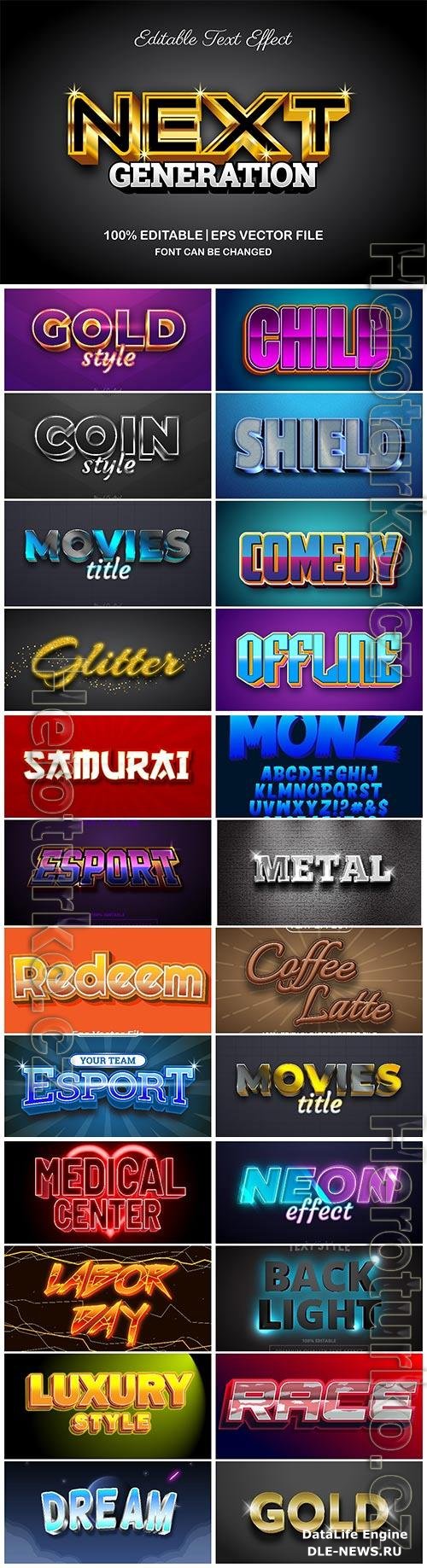 Big set 3d editable text style effect vector vol 854