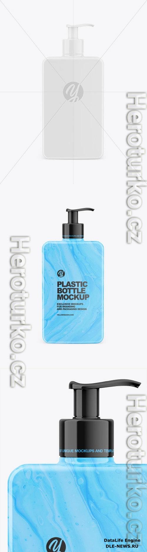 Plastic Square Bottle with Pump Mockup 86532