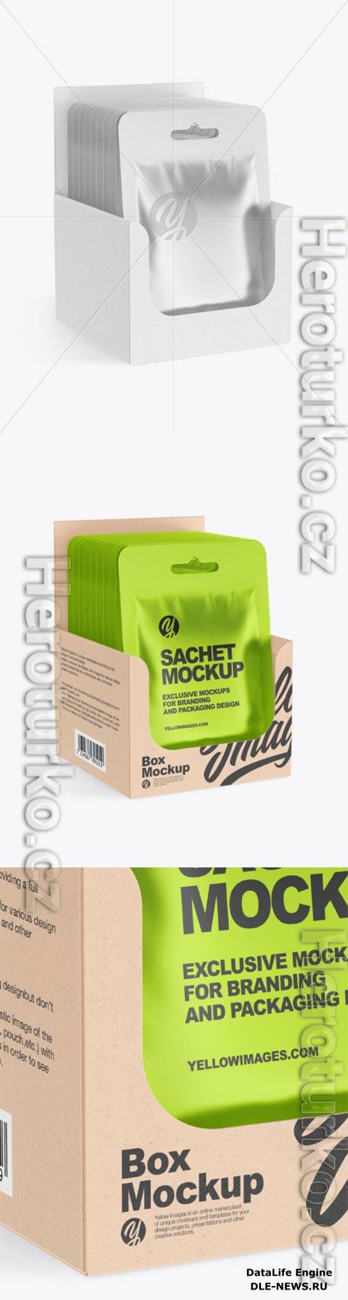 Metallic Sachets w Kraft Box Mockup 86611