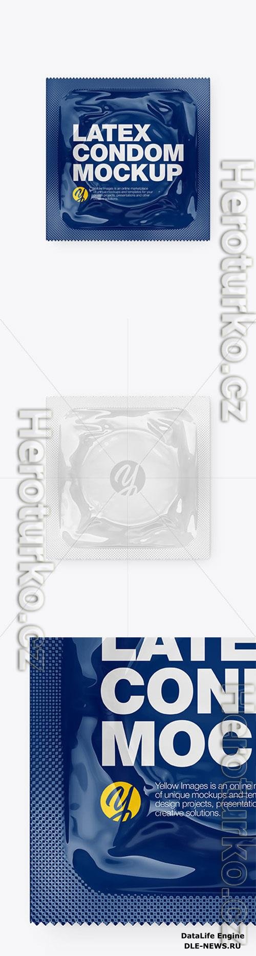 Glossy Square Condom Packaging Mockup 86388