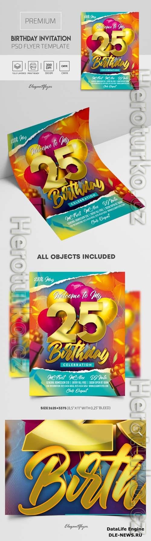 Premium Birthday Invitation PSD Template