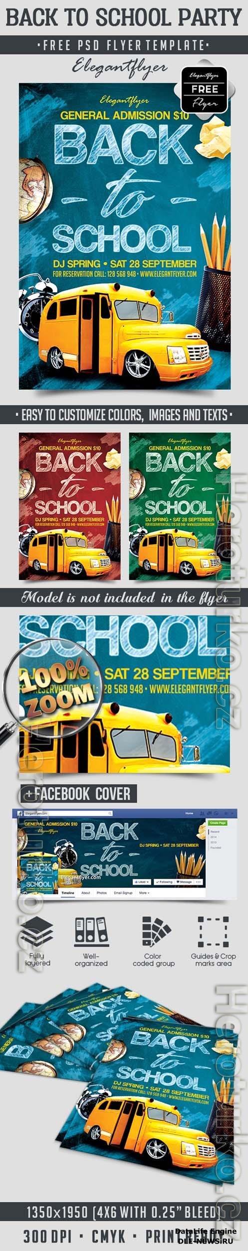 Back to School Party Flyer PSD Template