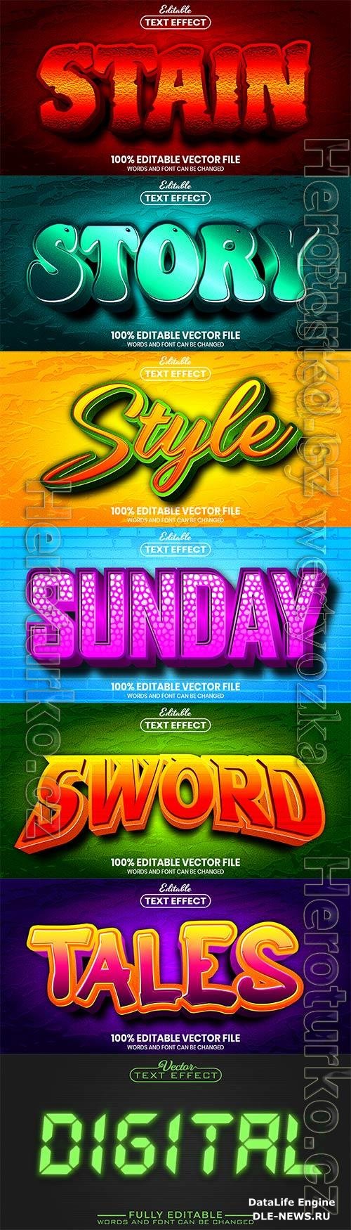 3d editable text style effect vector vol 844