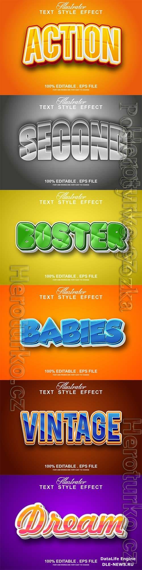 3d editable text style effect vector vol 809