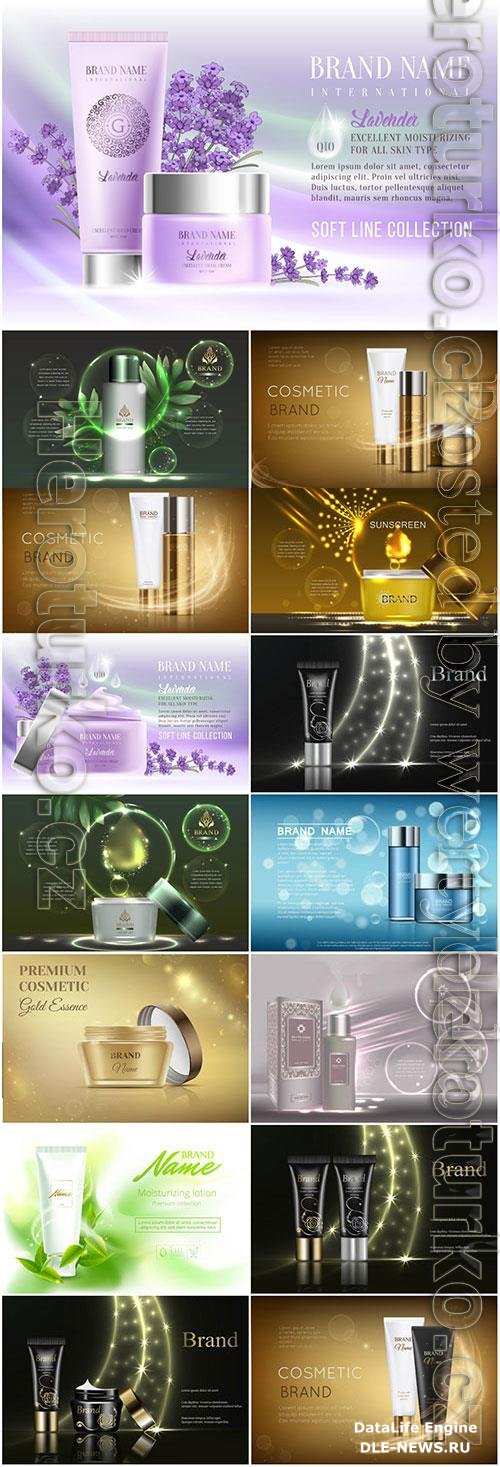 Set of cosmetics posters in vector