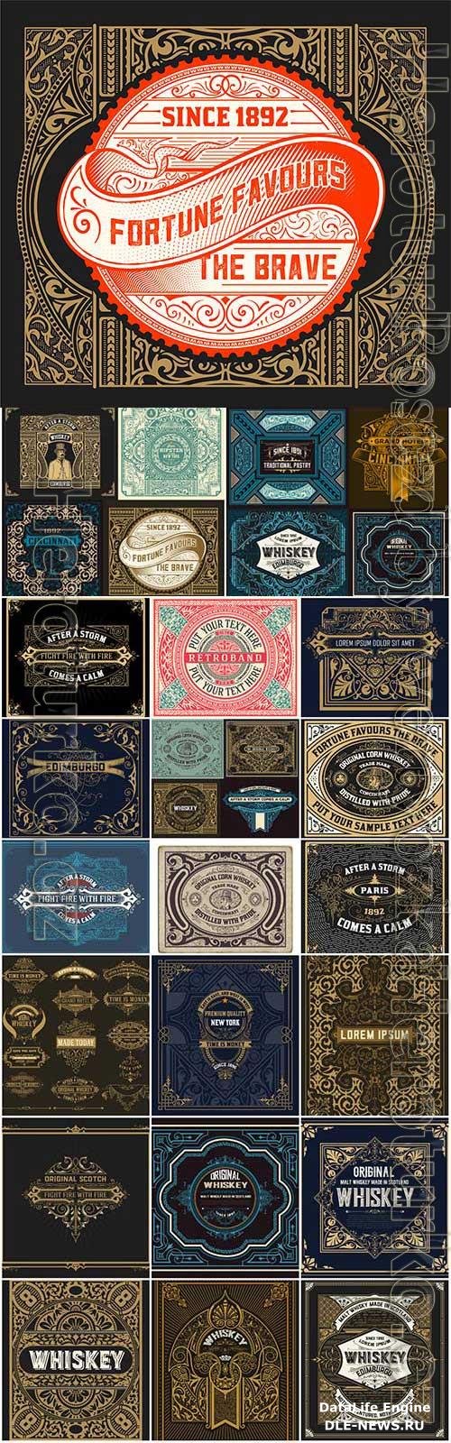 Labels and banners in vintage style in vector