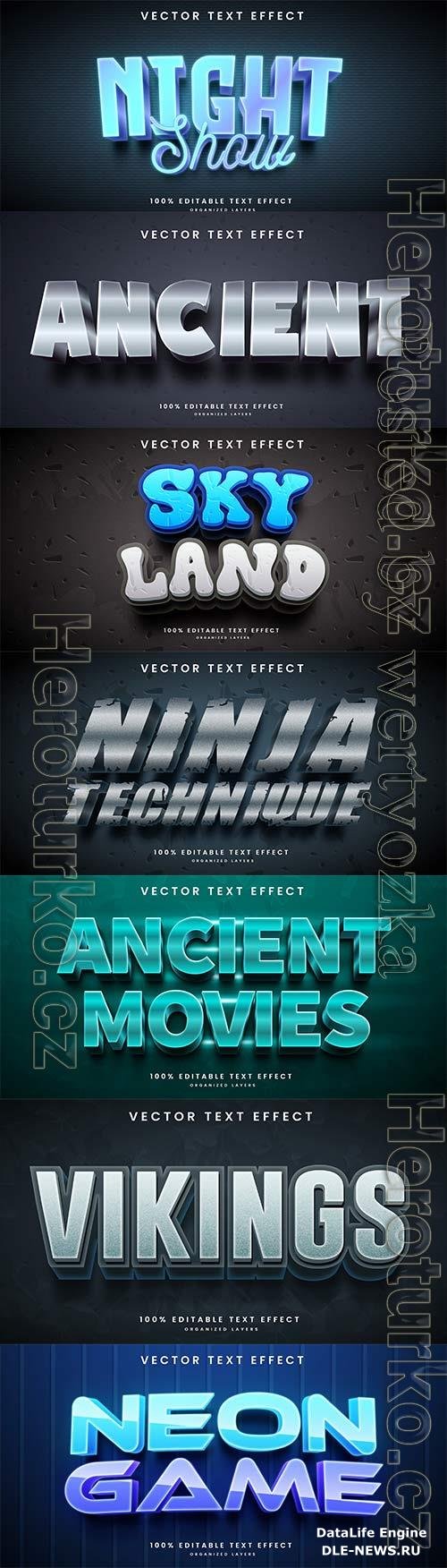 3d editable text style effect vector vol 743