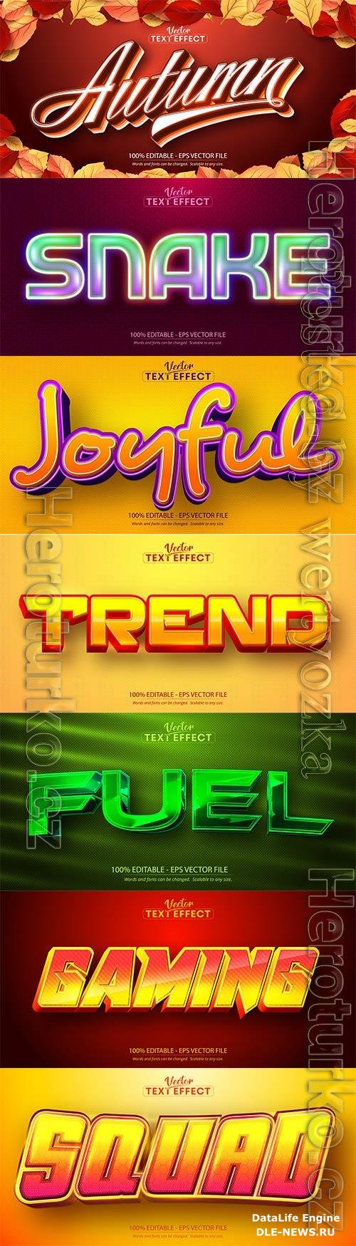 3d editable text style effect vector vol 727