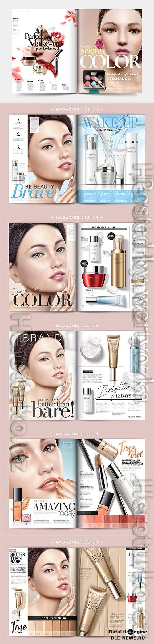 Skin care magazine vector template