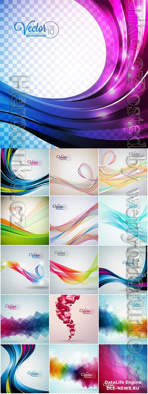 Colored abstract lines on transparent background in vector