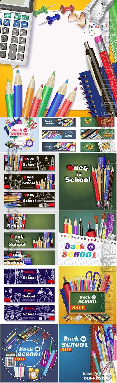 School banners and backgrounds in vector