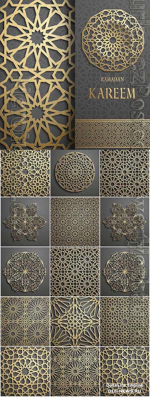 Islamic golden patterns, ramadan in vector