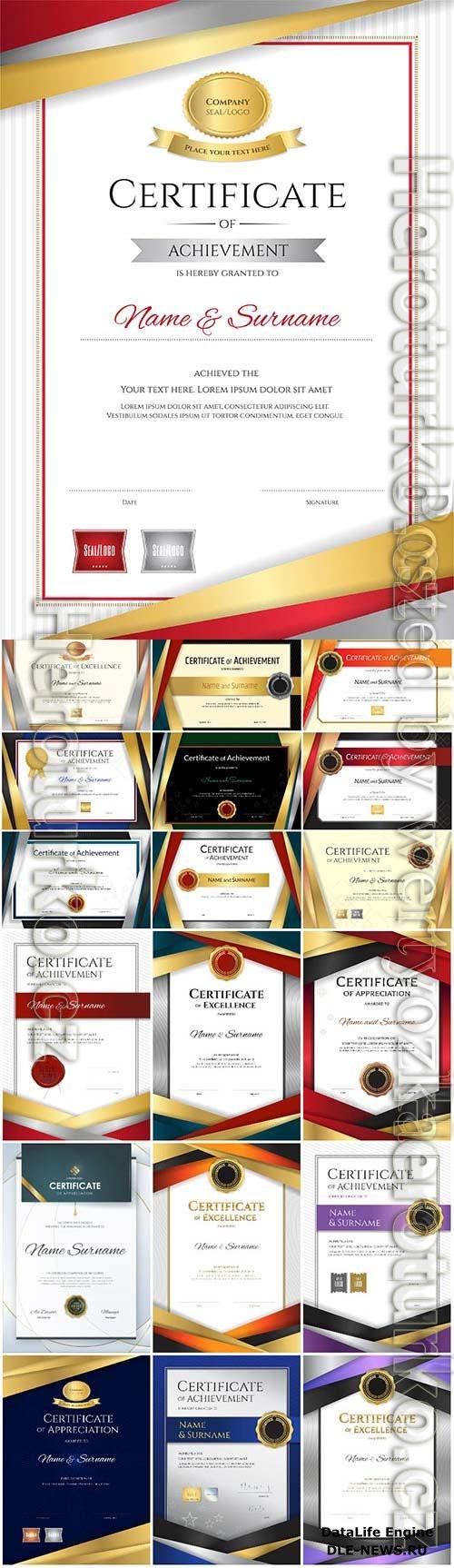 Certificates with golden lines in vector