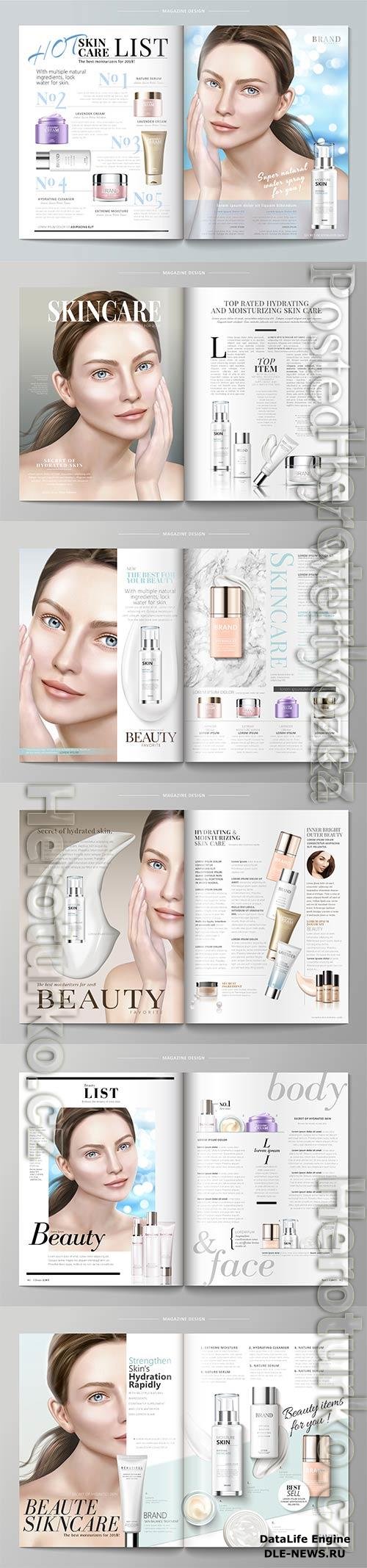 Elegant skin care magazine vector template