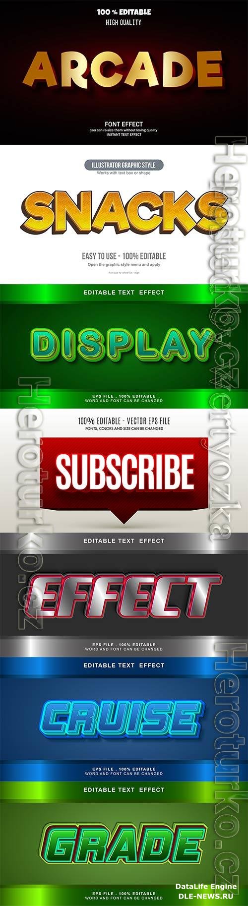 3d editable text style effect vector vol 663