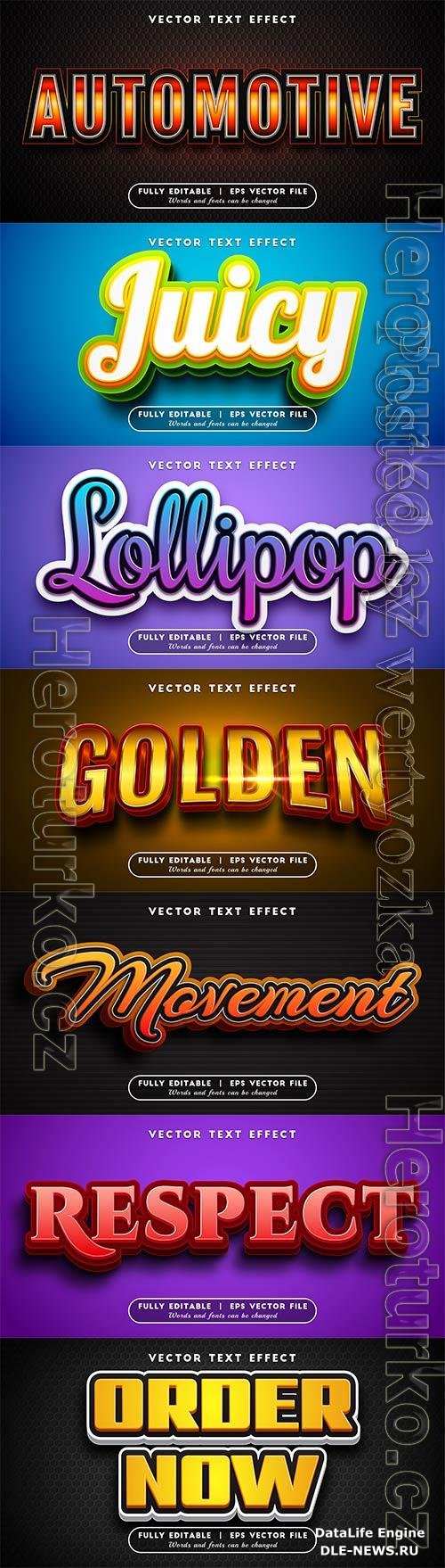 3d editable text style effect vector vol 662