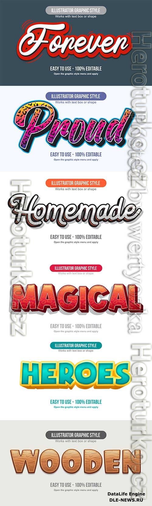 3d editable text style effect vector vol 637