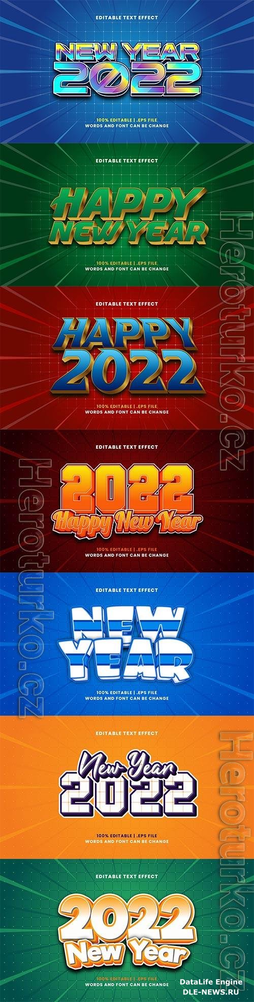 2022 New year, Merry christmas editable text effect premium vector vol 15