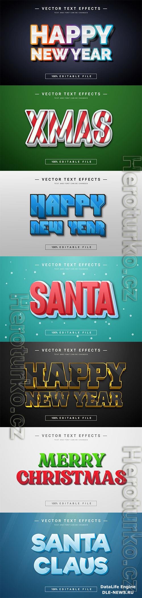 2022 New year, Merry christmas editable text effect premium vector vol 14