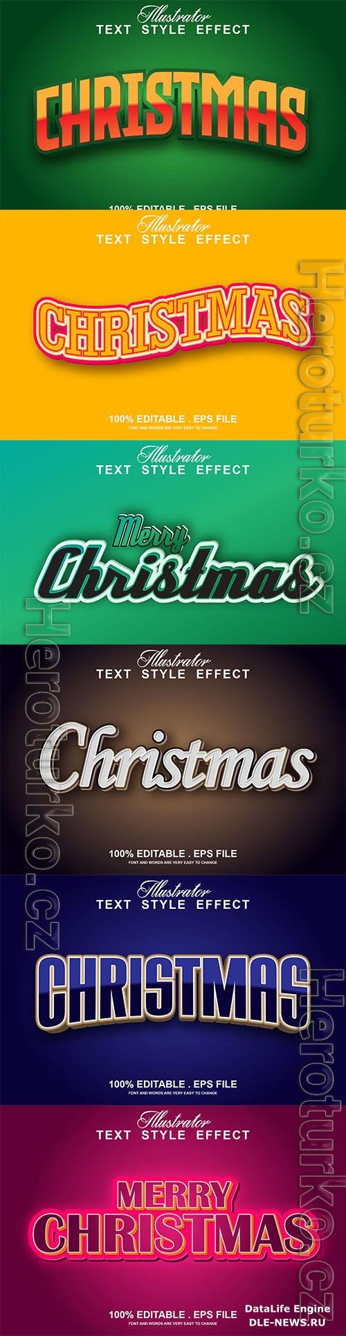 2022 New year, Merry christmas editable text effect premium vector vol 13