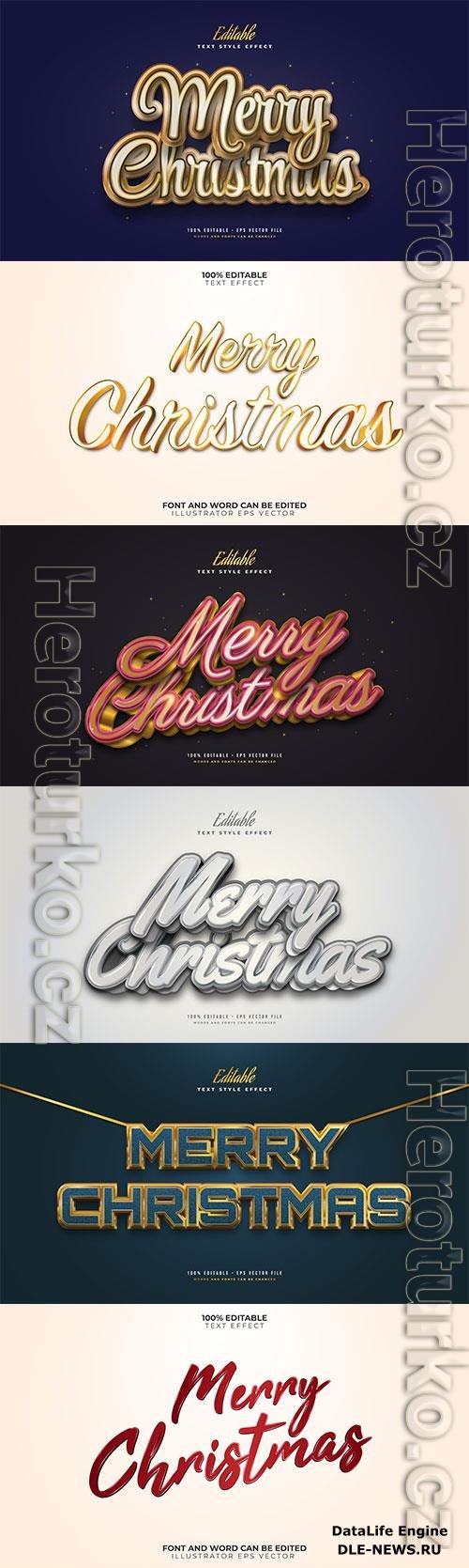 2022 New year, Merry christmas editable text effect premium vector vol 12