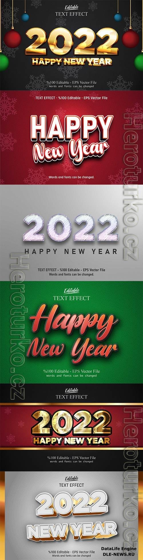 2022 New year, Merry christmas editable text effect premium vector vol 5