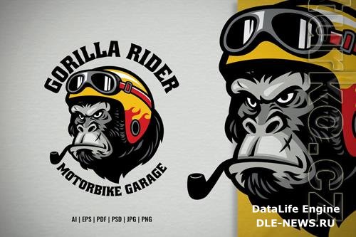 Gorilla Head Motorcycle Garage Logo