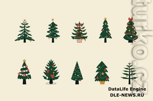 Christmas Tree Decoration Illustration Set