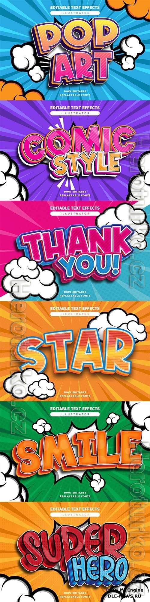 Text effect editable in comic style premium vector